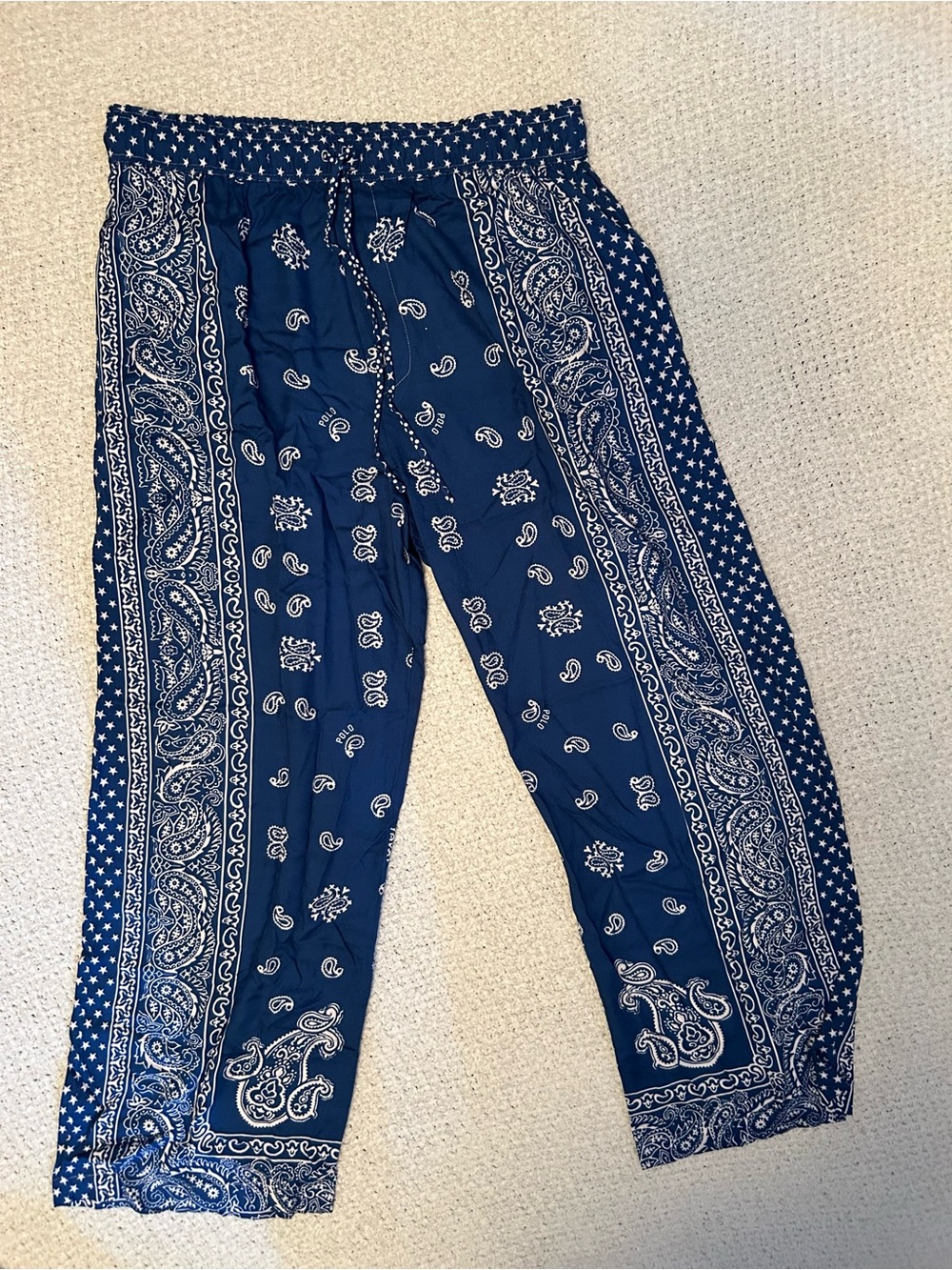 NWOT Polo Ralph Lauren Women's Paisley & Star rayon Twill Wide-Leg Pants